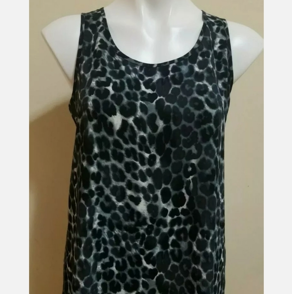 Express Gray Sheer Leopard Animal Print Open Back